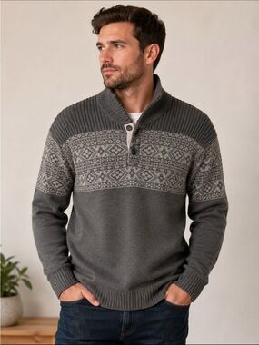 Victorinox Shawl Collar Fair Isle Sweater